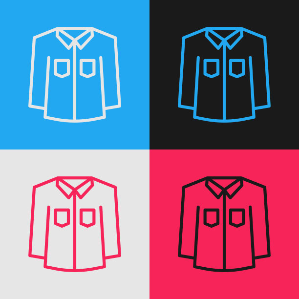 流行艺术线衬衫图标孤立的颜色背景。向量图片下载