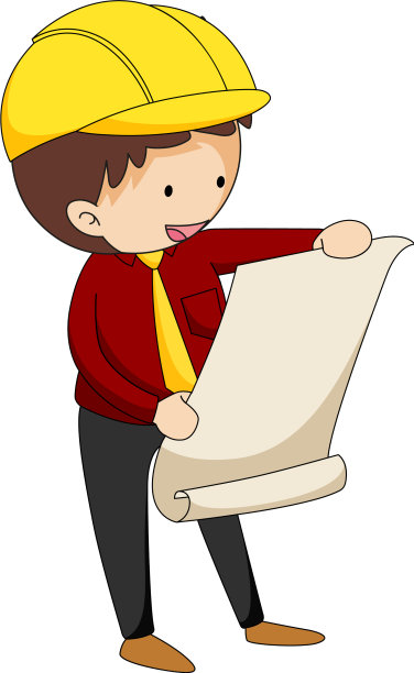 小工程师涂鸦卡通人物孤立图片下载