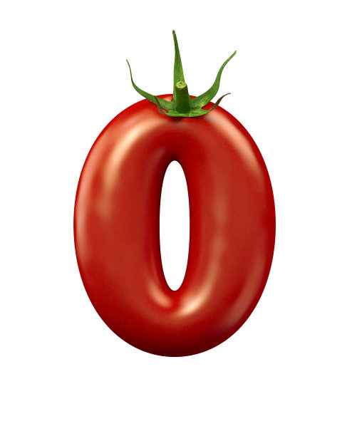 三维渲染的红色番茄数孤立的白色背景。食物符号的字母。图片下载