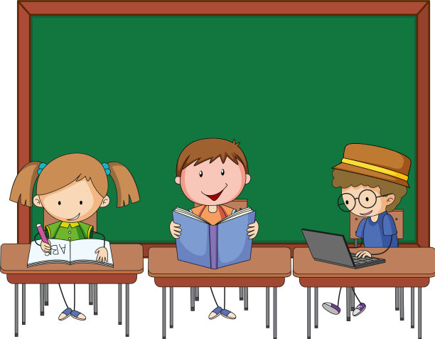 白板上有许多孩子的卡通人物图片下载