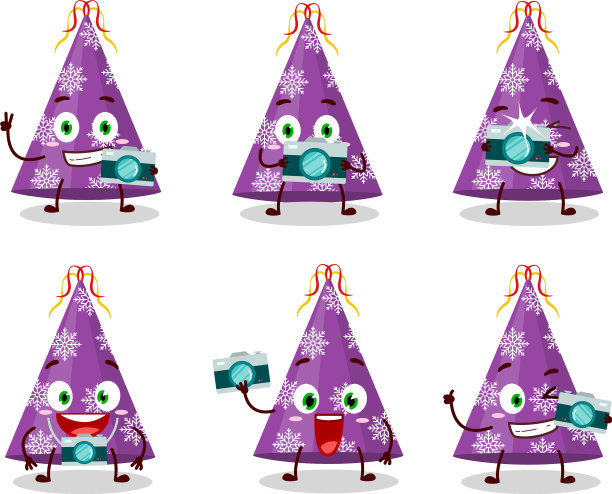 摄影师职业与紫色派对帽图片下载