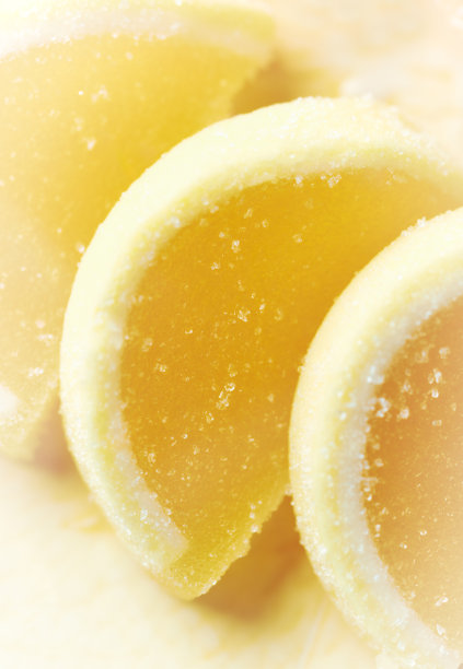 黄色果冻豆的特写镜头。图片下载