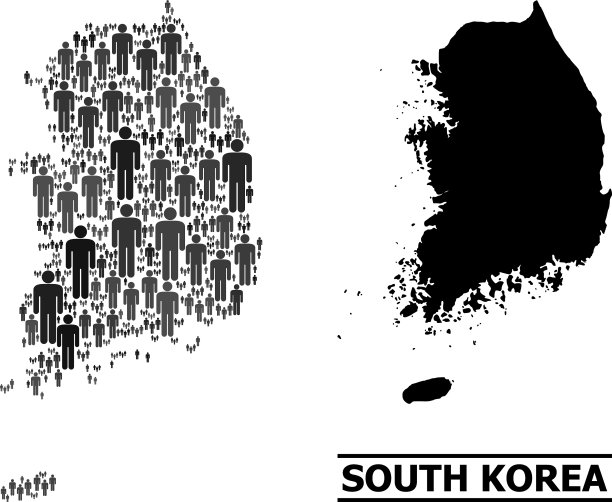 男性马赛克地图和韩国立体地图图片下载