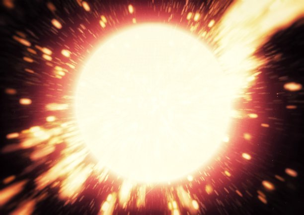 一个闪亮的抽象太阳在橙色中闪耀的插图图片下载