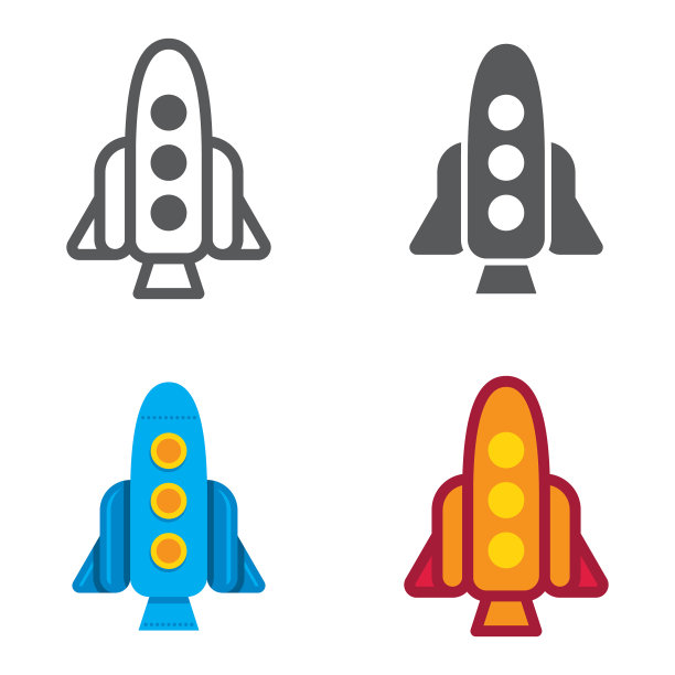 火箭设计图标集图片下载