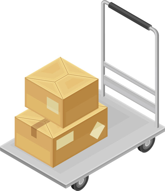 手推车和纸板箱作为仓库区域图片下载