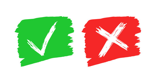 手绘检查和交叉符号元素图片下载