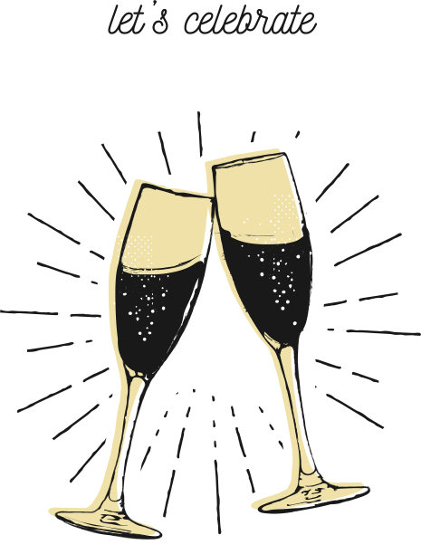两杯气泡香槟平面图形图片下载