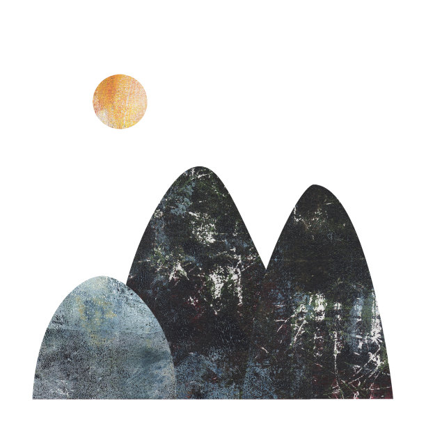 抽象的山地景观。纹理剪纸拼贴。图片下载