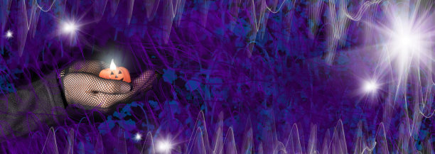 美丽的万圣节旗帜在一个黑色的蓝色背景的地方为文本。图片下载