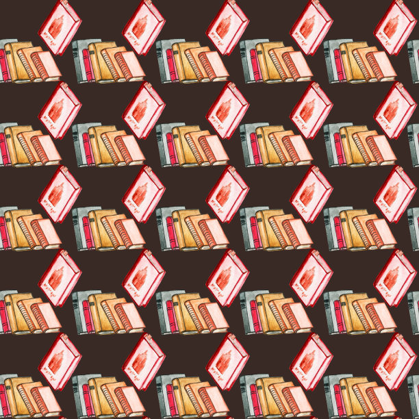 无缝水彩图案。学校的书。回到学校。纸上画着书。一堆复古书。开卷无缝模式。图片下载