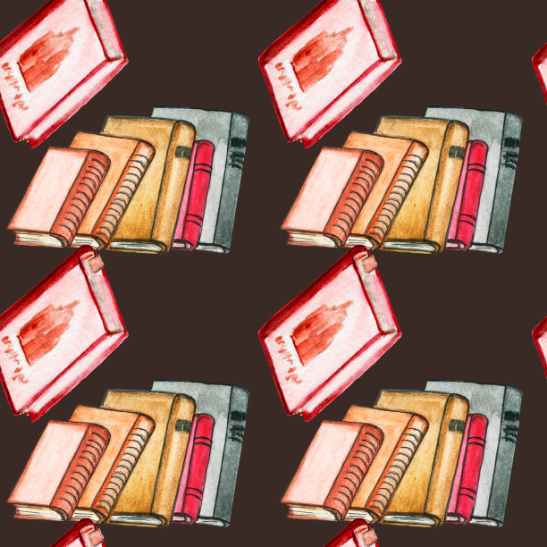 无缝水彩图案。学校的书。回到学校。纸上画着书。一堆复古书。开卷无缝模式。图片下载