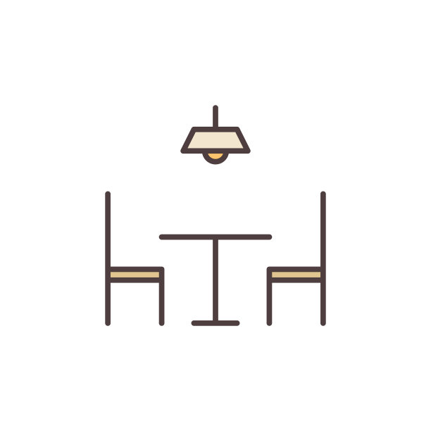 两个椅子和桌子概念彩色图标图片下载