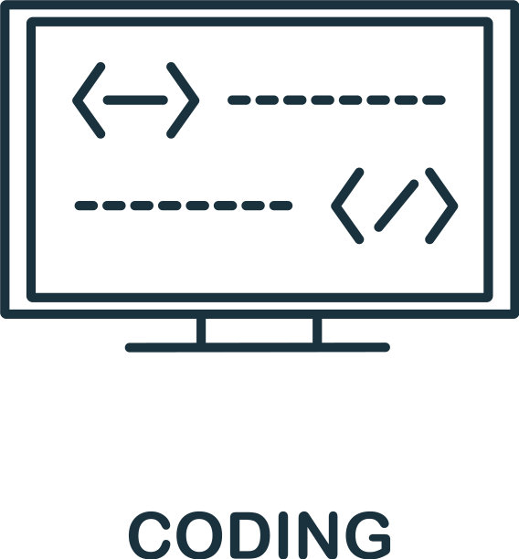 编码图标为简单的线元素编码符号图片下载