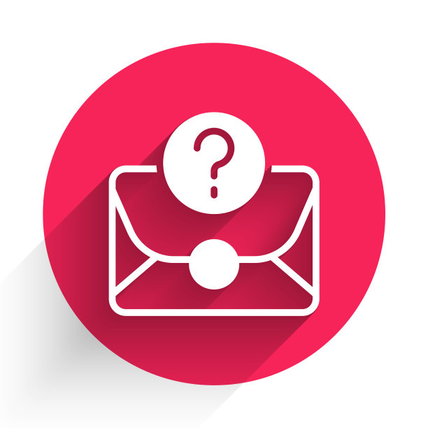 带有问号图标的白色信封被隔离图片下载