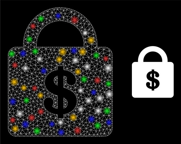 网格银行锁眩目图标与明亮的颜色图片下载