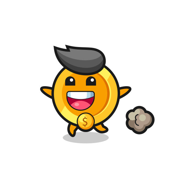 快乐的美元货币硬币卡通与运行图片下载