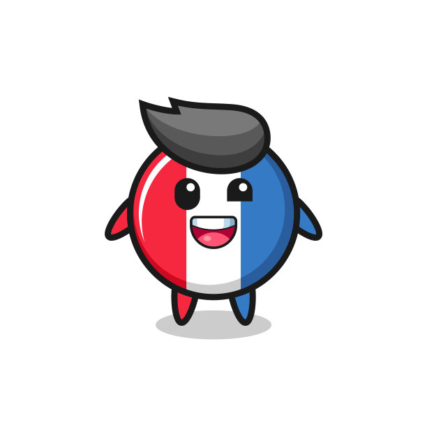 一个法国国旗徽章人物，姿势尴尬图片下载