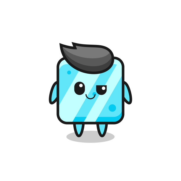 带有傲慢表情的冰方块卡通图片下载