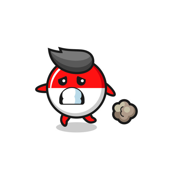 印尼国旗徽章在恐惧中奔跑图片下载