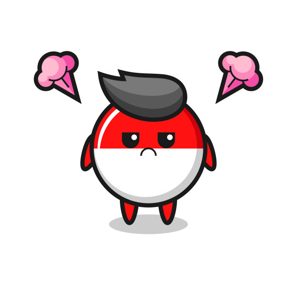 生气的表情可爱的印尼国旗图片下载