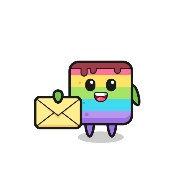 卡通彩虹蛋糕拿着黄色的字母图片下载