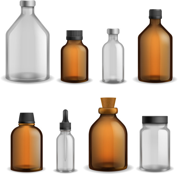 玻璃瓶医疗集现实的棕色和图片下载