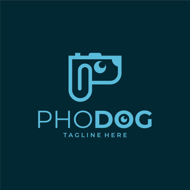 照片狗图形标志线风格图片下载