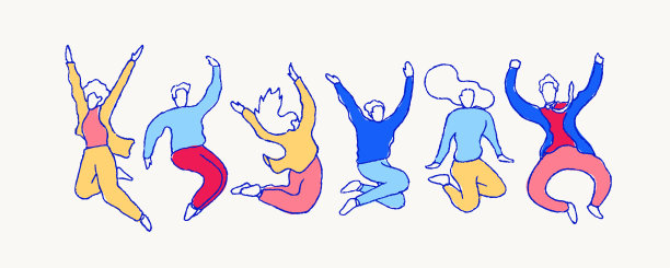 一套草图的跳跃的人向量卡通图片下载