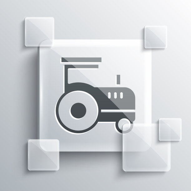 灰色拖拉机图标孤立在灰色背景图片下载