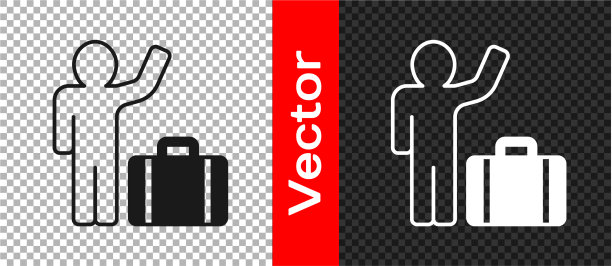 黑色旅行箱上的图标被孤立了图片下载