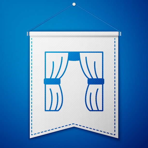 蓝色的马戏团帷幕升起在蓝色孤立的图标图片下载