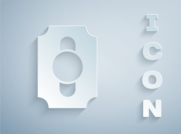 剪纸马戏团票图标孤立在灰色图片下载