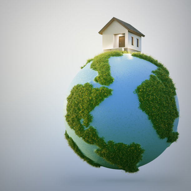 地球上的房子和绿草在房地产销售或房地产投资概念。图片下载