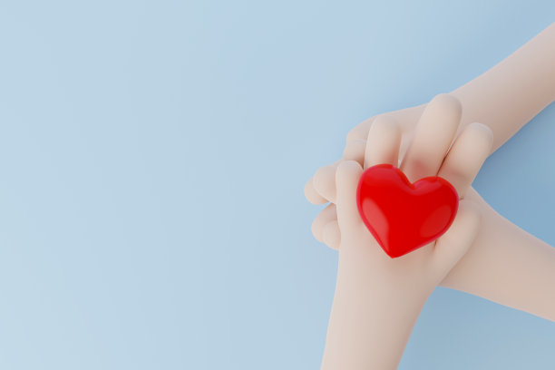 牵手守护红心。医疗保险。志愿慈善捐赠社区。三维演示图片下载