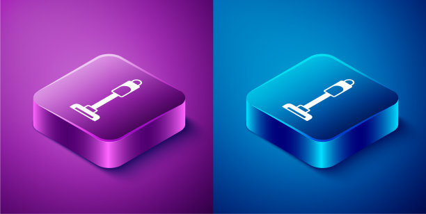 等距真空吸尘器图标隔离在蓝色和图片下载