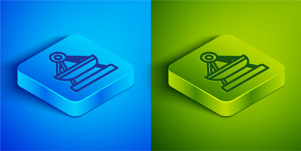 等距线船秋千图标孤立在蓝色图片下载