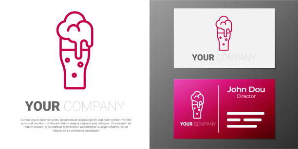 标识线玻璃啤酒图标隔离在白色图片下载