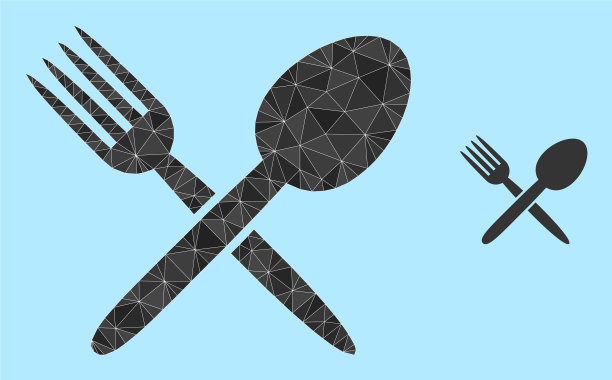三角形的勺子和叉子图标图片下载