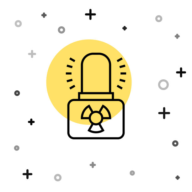 黑线放射性警告灯图标隔离图片下载