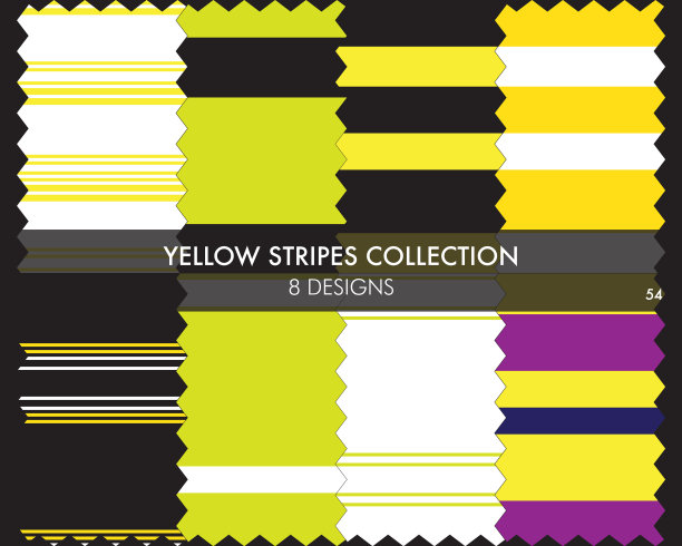 黄色条纹无缝图案集合图片下载