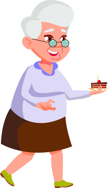 快乐的大姐在食堂拿着蛋糕图片下载