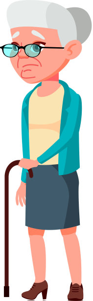 街头卡通上有走路问题的老太太图片下载