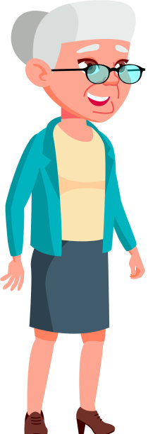 老年妇女走在商场卡通图片下载