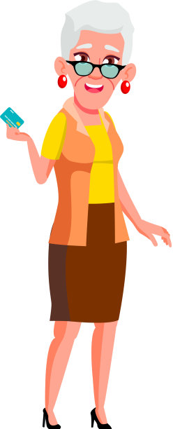 欧洲老太太在商店用信用卡付款图片下载