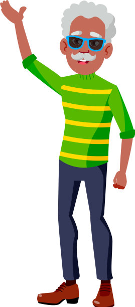 戴着墨镜的时髦老头和他挥手图片下载