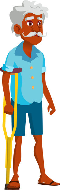 西班牙老年男子拄着拐杖在医院卡通图片下载