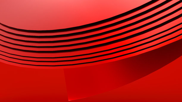 单色红色的光滑抽象波。3d渲染插图，时尚的几何抽象设计墙纸，电话背景，或任何目的。图片下载
