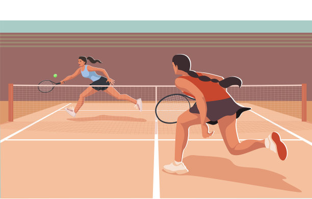 女网球运动员跑去击球图片下载