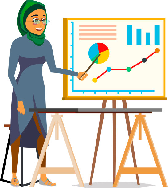 一个阿拉伯女人在展示财务图表图片下载